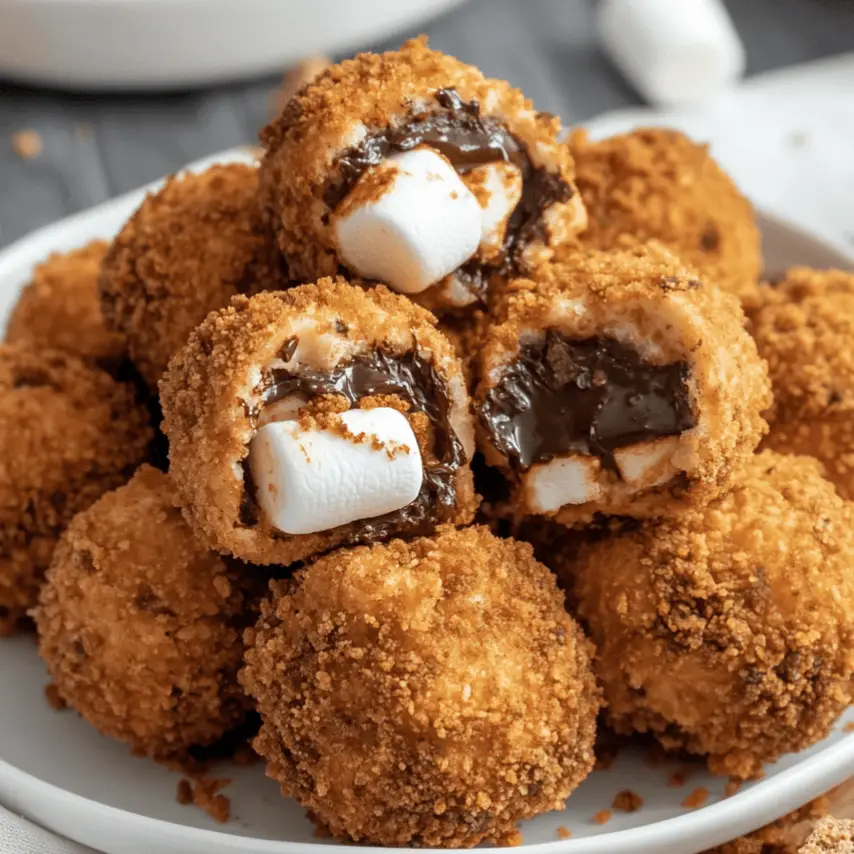Fried S’mores Bombs with Melty Chocolate and Marshmallow Center