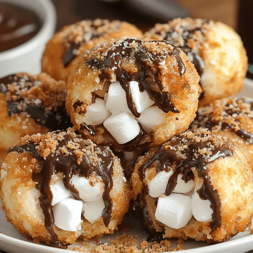 Fried S’mores Bombs with Melty Chocolate and Marshmallow Center