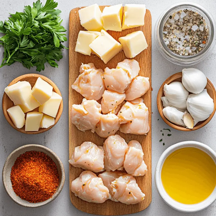 Garlic Butter Chicken Bites in Skillet