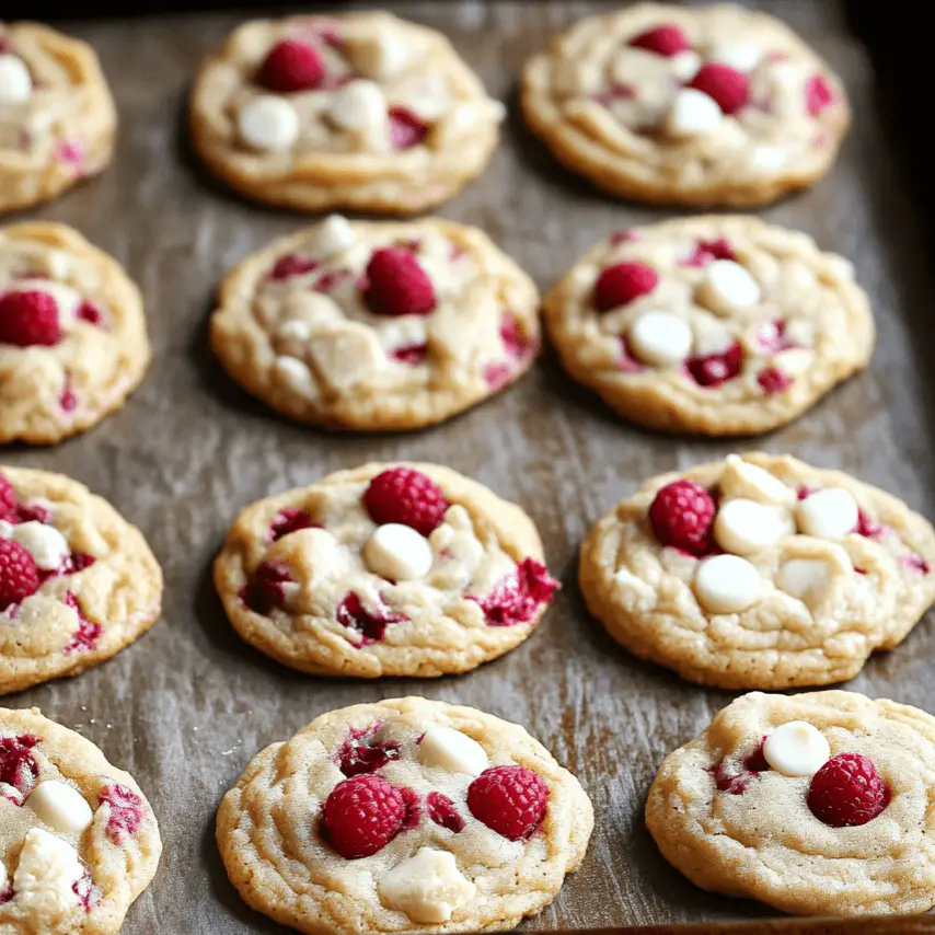 Gooey Raspberry White Chocolate Cookies Fresh from the Oven