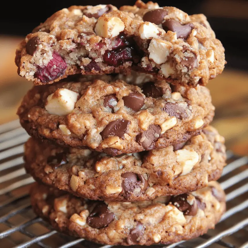 Gooey Raspberry White Chocolate Cookies Fresh from the Oven