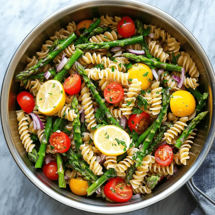 Lemony Asparagus Pasta Salad with Fresh Herbs and Tomatoes