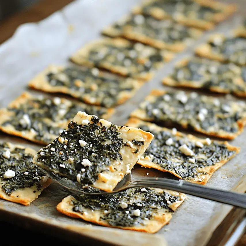 Mediterranean Spinach and Feta Cheese Crisps Freshly Baked