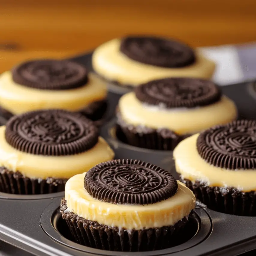 Mini Oreo Cheesecakes with Whipped Cream Topping