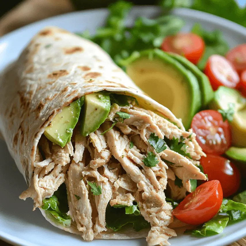 Quick & Easy Chicken Avocado Wrap on Whole Wheat Tortilla