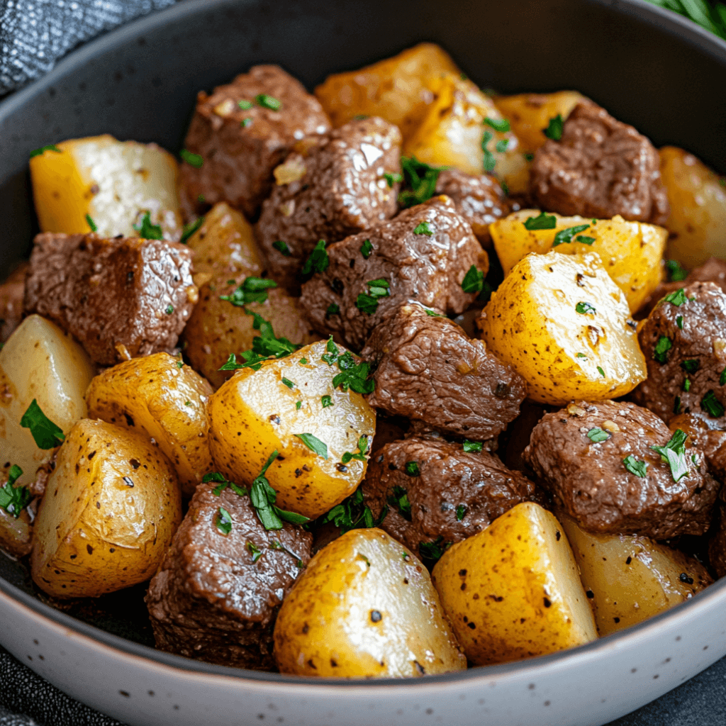 Slow Cooker Garlic Butter Beef Bites & Potatoes You'll Love!