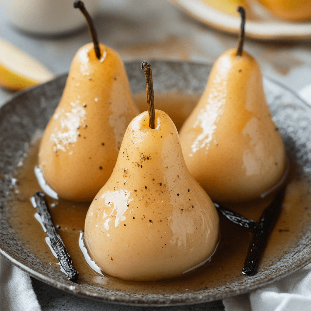 Vanilla Bourbon Poached Pears: A Delicious Dessert Delight!