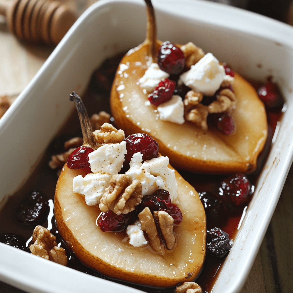 Baked Pears with Feta, Honey, and Cranberries Delight You!