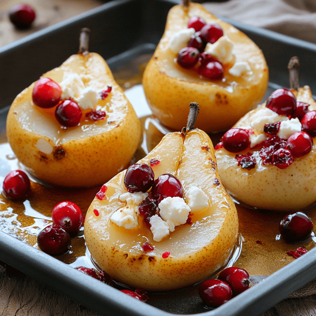 Baked Pears with Feta, Honey, and Cranberries Delight You!