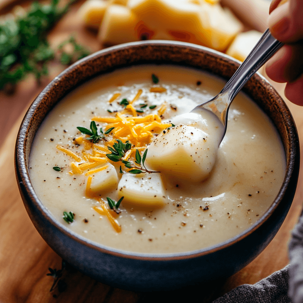 Cheddar Garlic Herb Potato Soup: A Comforting Delight!