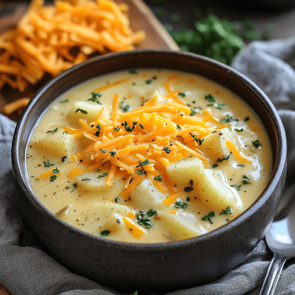 Cheddar Garlic Herb Potato Soup: A Comforting Delight!