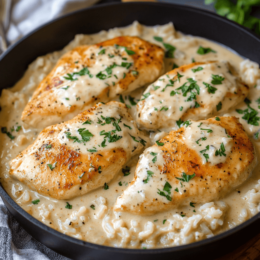 The Recipe for Creamy Smothered Chicken and Rice Revealed!