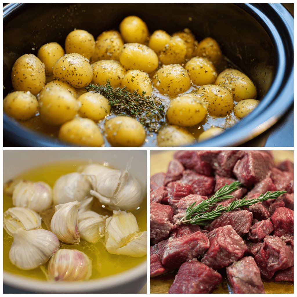 Crockpot Garlic Butter Beef Bites with Potatoes Simplified!