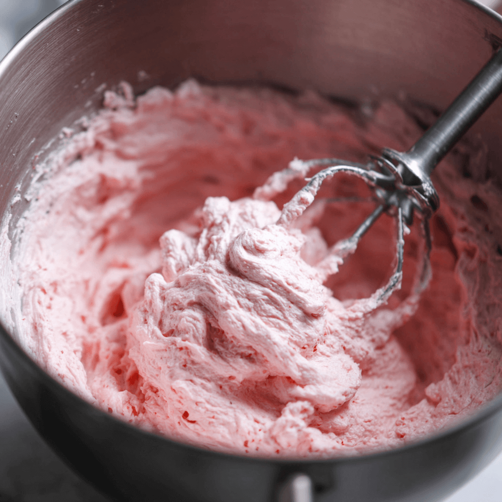 Strawberry cake cream cheese whipped cream frosting delights babies!