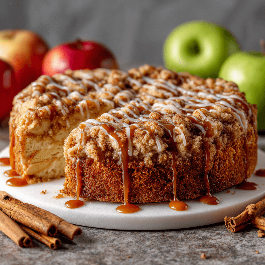 Apple Crumb Cake – Topped with a Irresistible Cinnamon Drizzle!