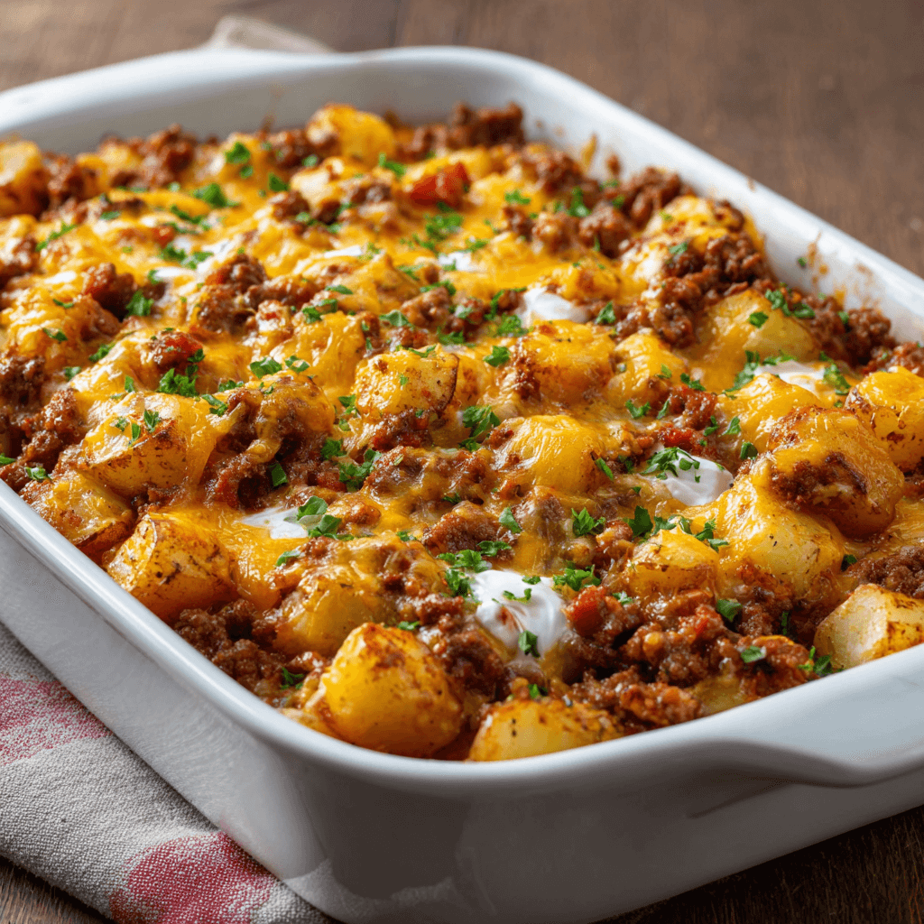 Cheesy Ground Beef & Potato Casserole: A Family Favorite!