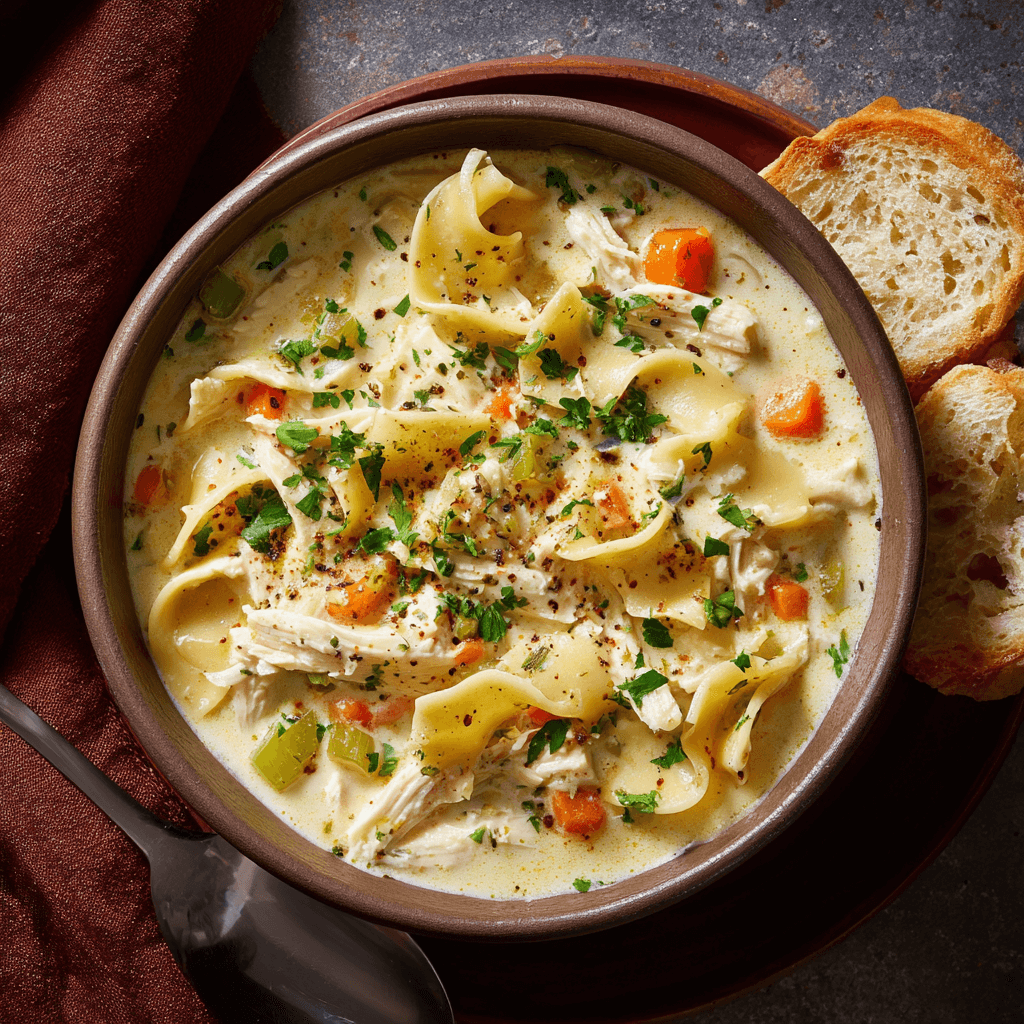 Easy Creamy Chicken Noodle Soup: A Comforting Delight!