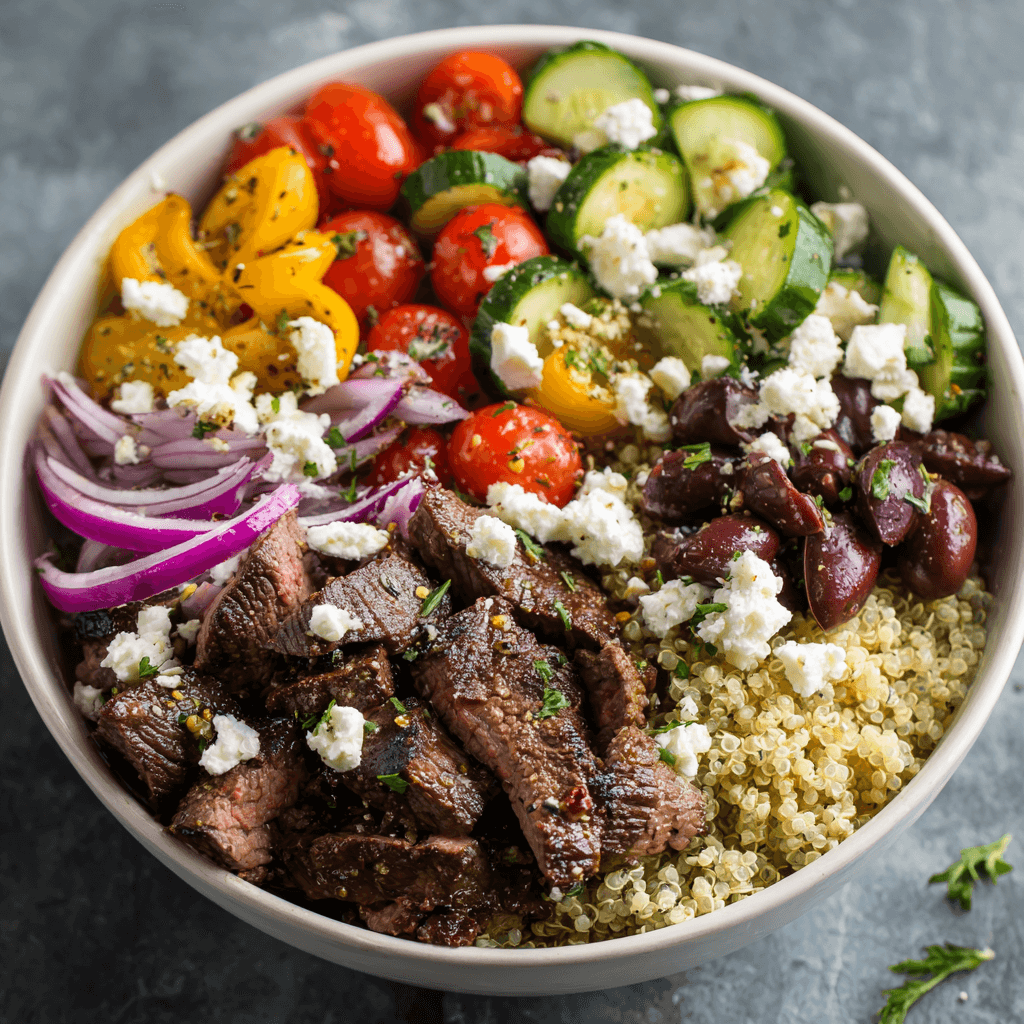 Healthy Steak Bowl Recipe Inspired by the Mediterranean Diet for a Nutritious Meal!