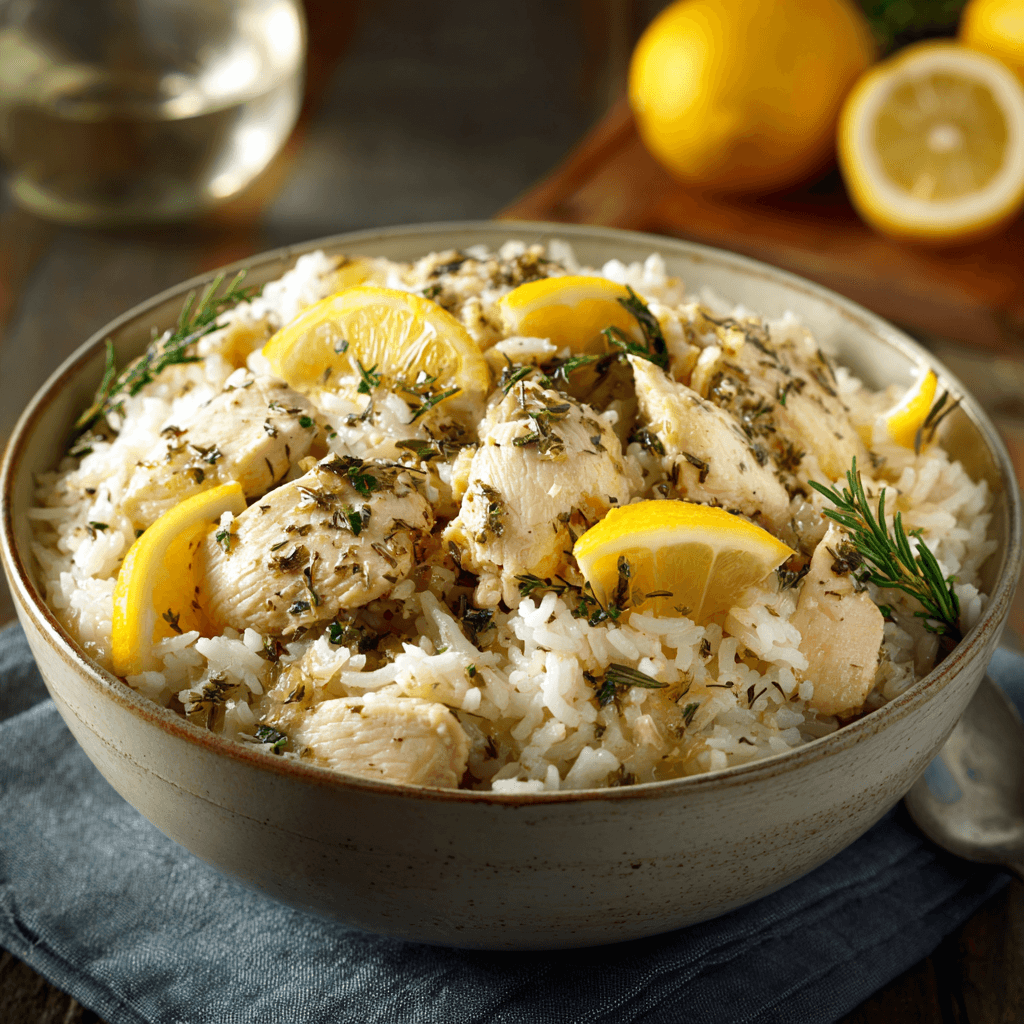 Slow Cooker Lemon Herb Chicken and Rice Made Easy!