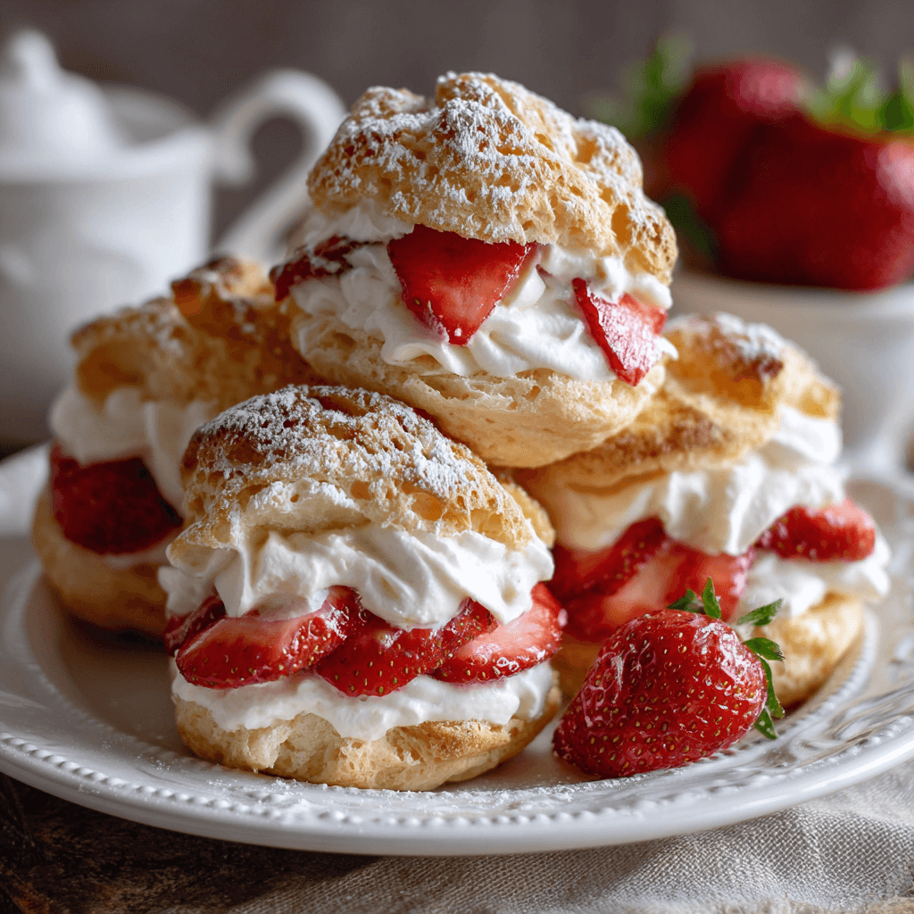 Vanilla Bean Strawberry Cream Puffs