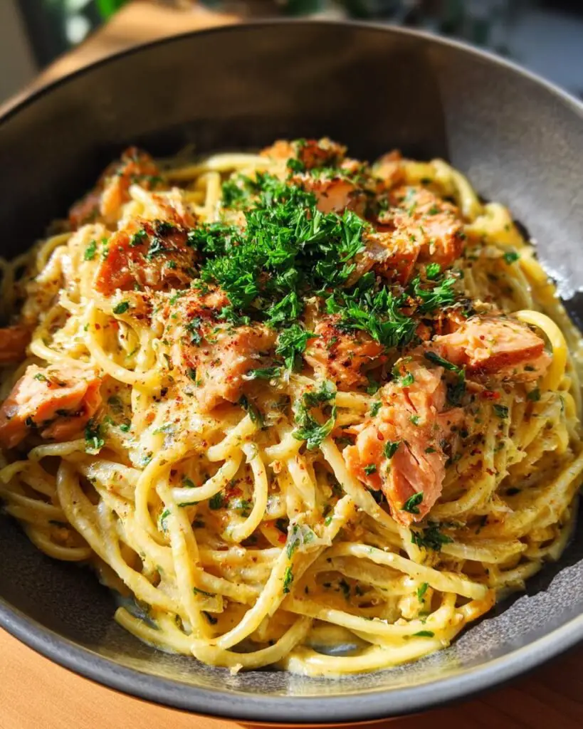 Creamy Garlic Salmon Pasta