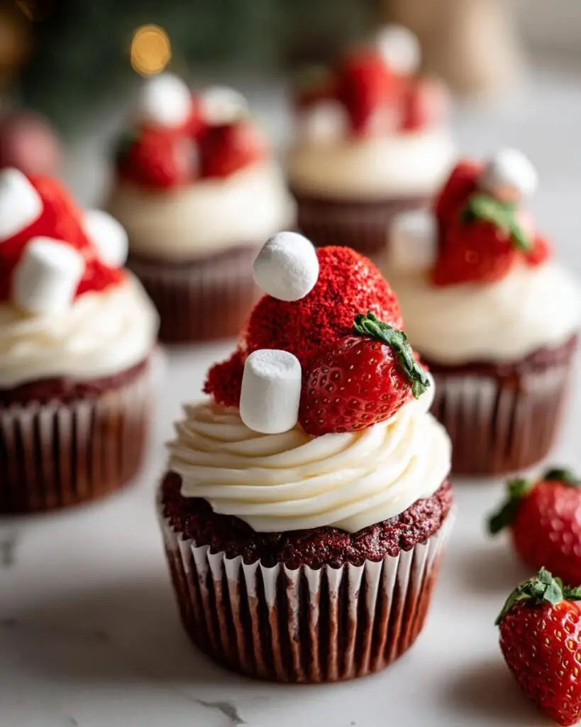 Red Velvet Santa Hat Cupcakes – Cute Holiday Cupcake Idea