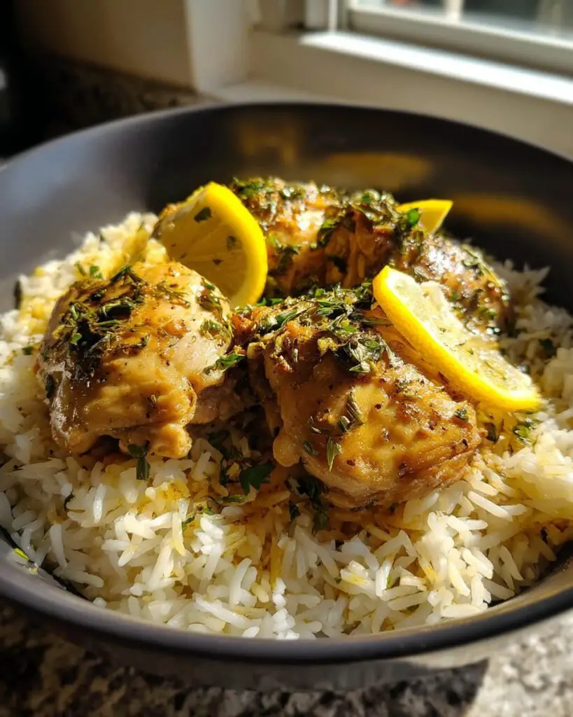 Slow Cooker Lemon Herb Chicken and Rice