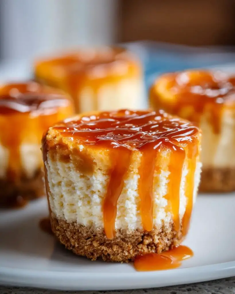 Mini Salted Caramel Pumpkin Cheesecakes