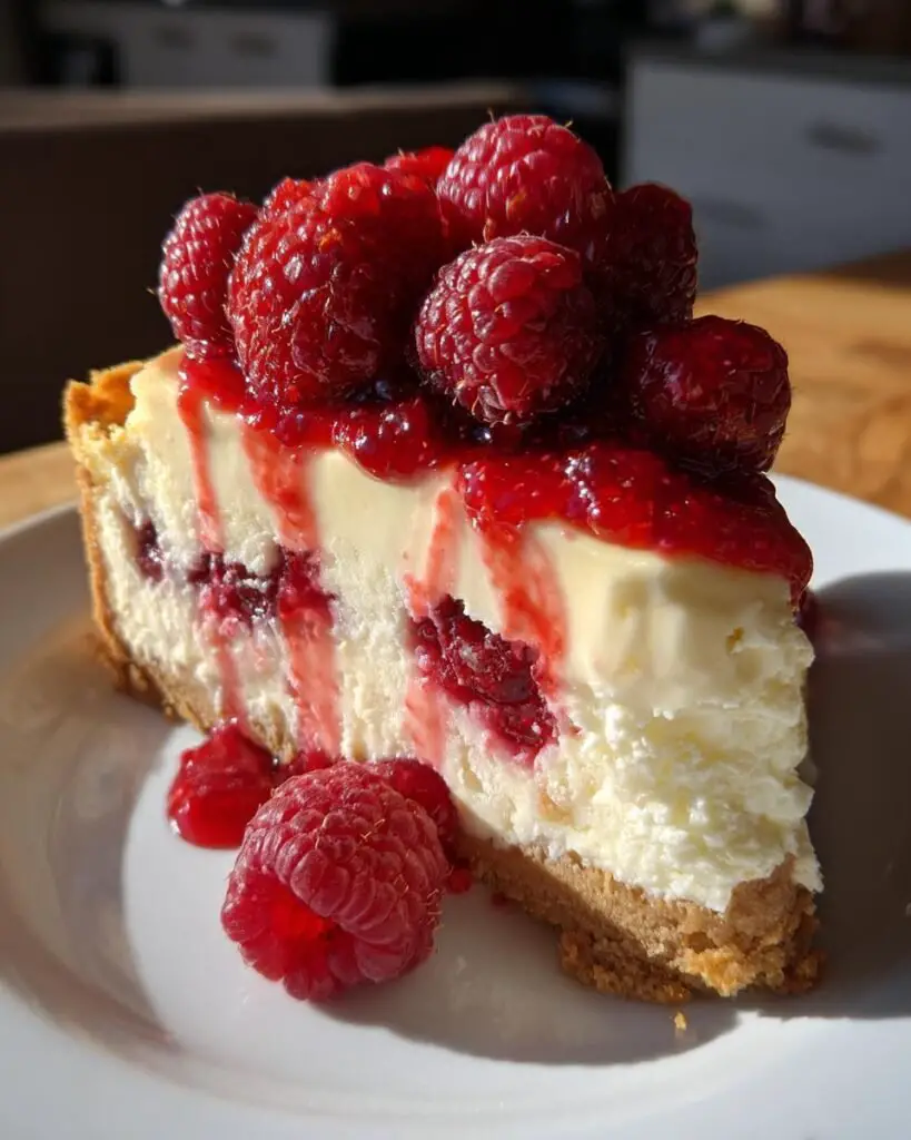 Raspberry Cream Pie has layers of no-bake cheesecake