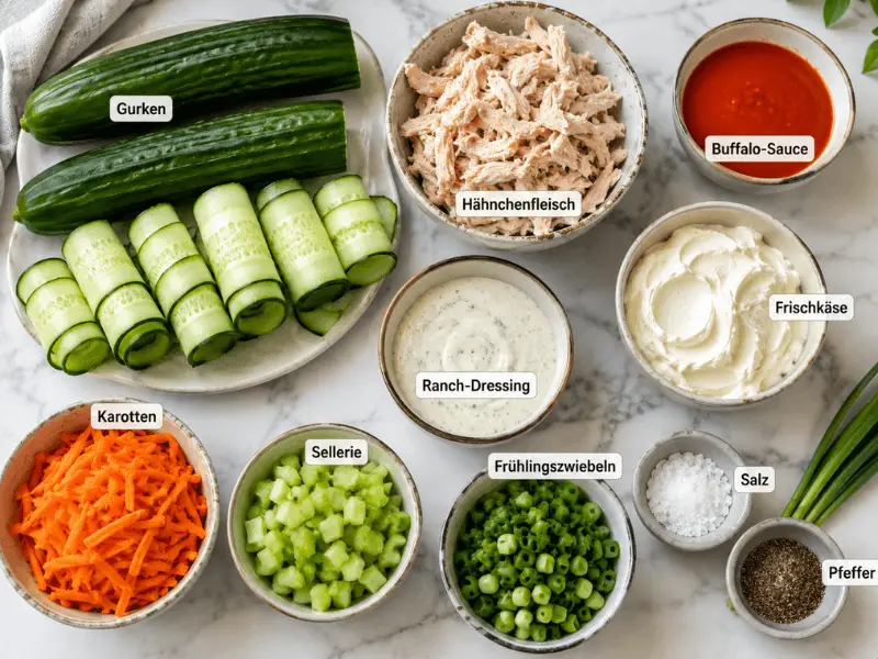 Geheimer 15-Sekunden-Hack zum Abnehmen Zutaten für Buffalo Chicken Gurken Wraps