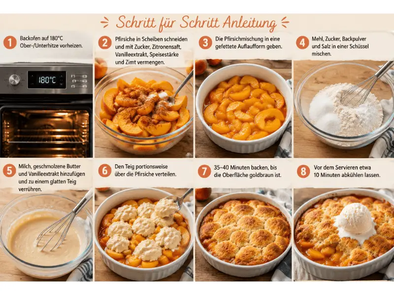 Pfirsich Cobbler Rezept Schritt für Schritt Anleitung