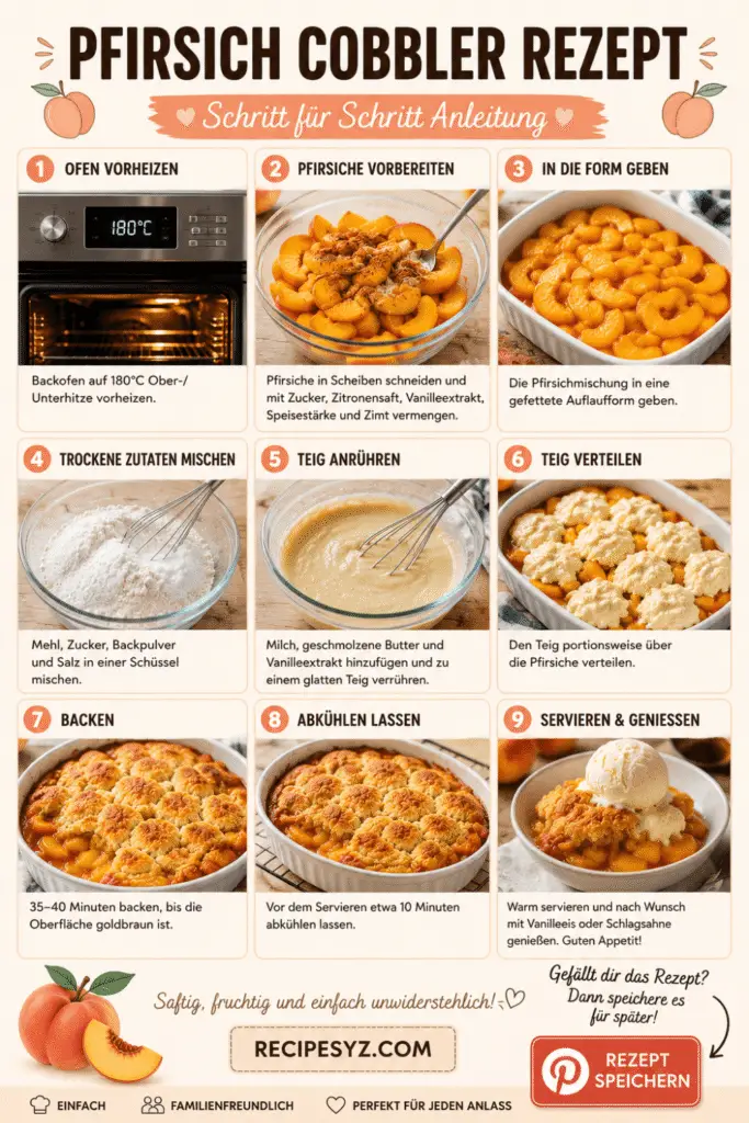 Pfirsich Cobbler Rezept einfaches Sommer Dessert