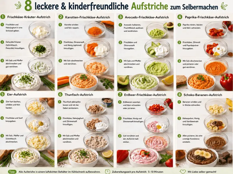 Schritt-für-Schritt-Anleitung für 8 leckere & kinderfreundliche Aufstriche zum Selbermachen