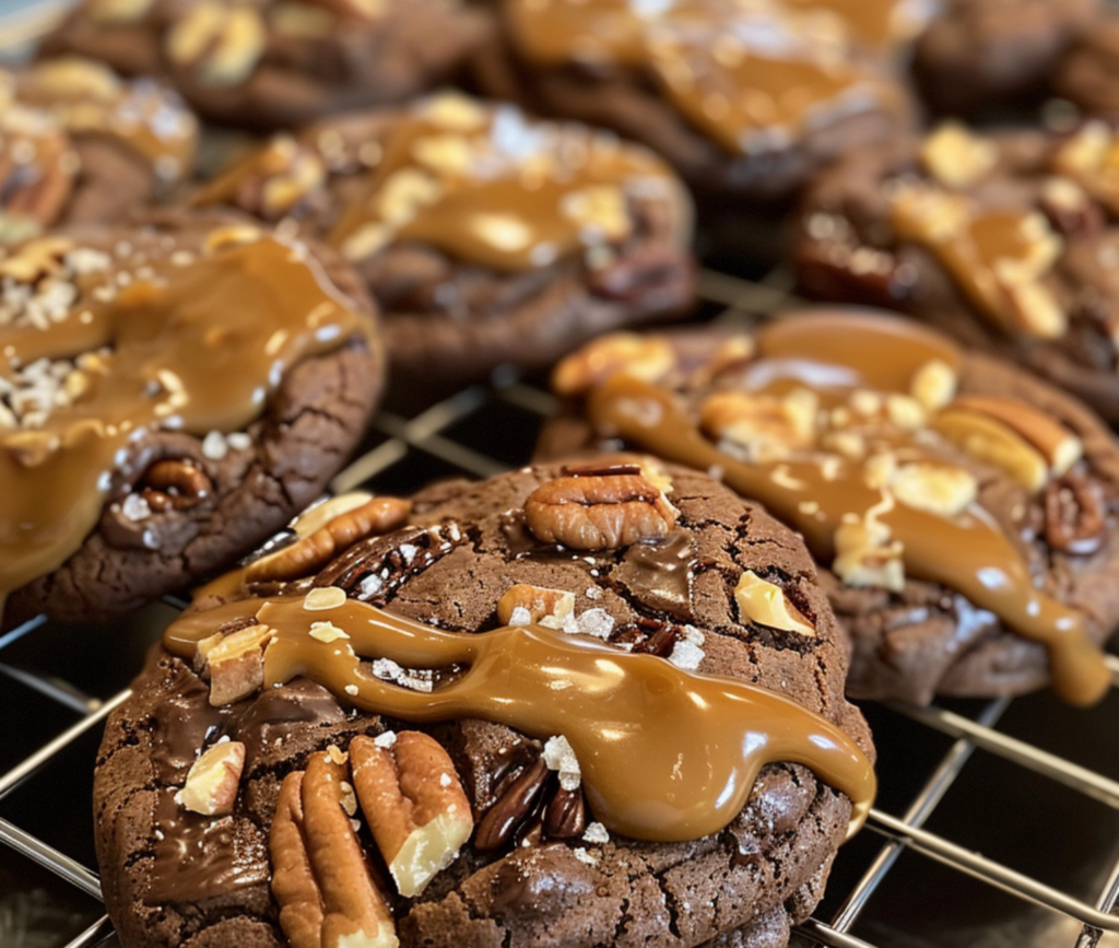 Decadent Chocolate Caramel Pecan Cookies