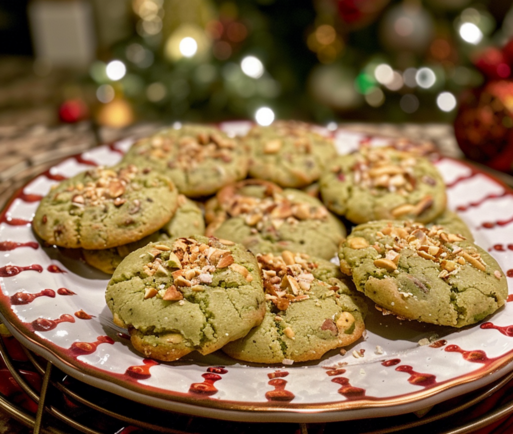 Delicious Pistachio Pudding Cookies on a Festive Plate