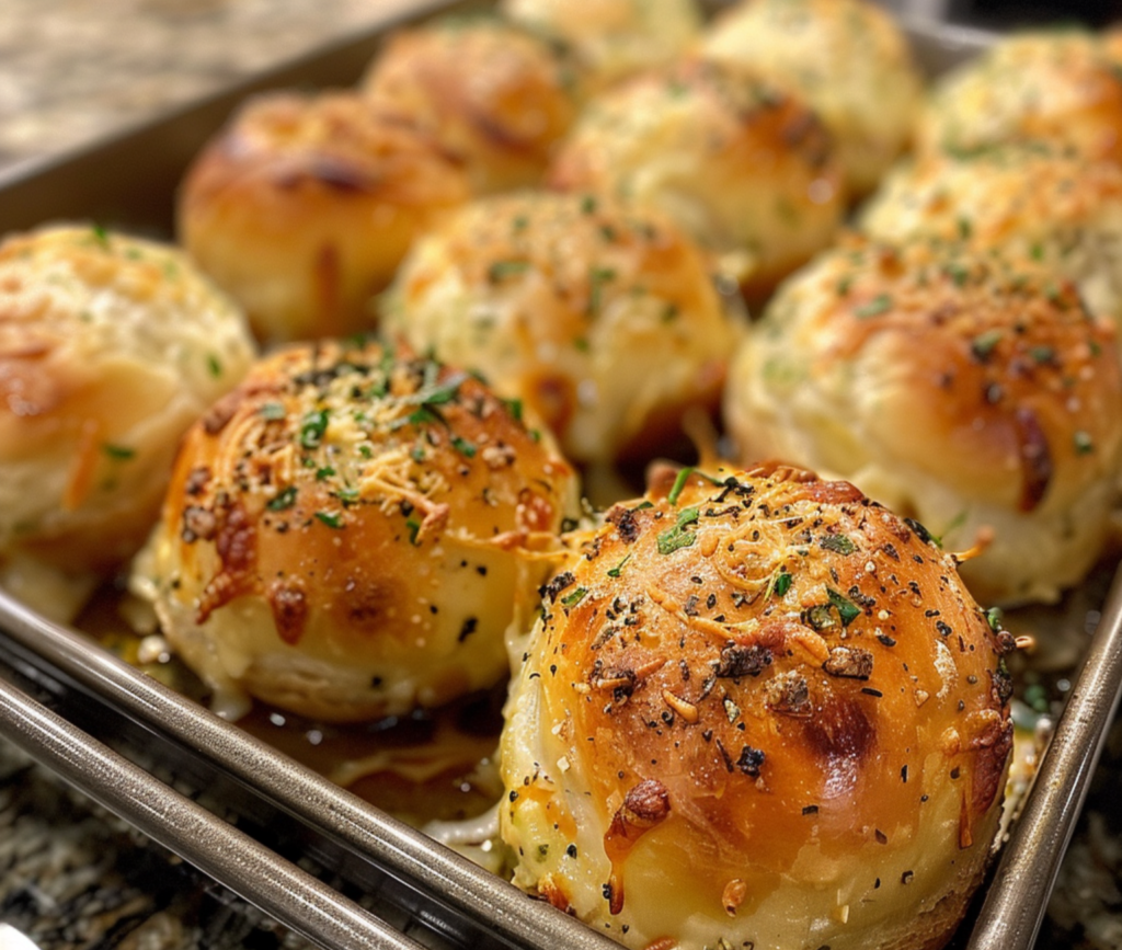 Golden Garlic Butter Cheese Bombs Fresh Out of the Oven