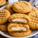 Rezept für Erdnussbutter-Käsekuchen-Kekse mit cremiger Frischkäsefüllung und weicher Cookie-Textur
