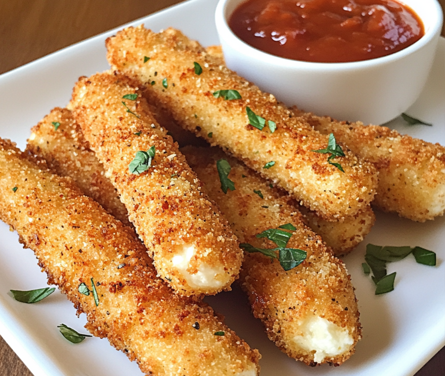 Golden Crispy Mozzarella Sticks Ready to Serve