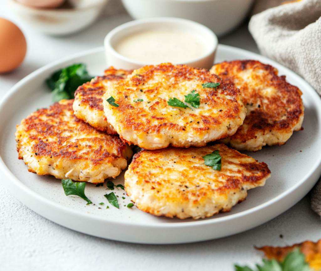 Cheesy Chicken Fritters with Golden Crispy Edges