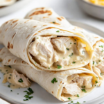 Creamy Chicken Alfredo Wraps on a Plate