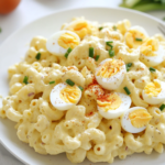 Creamy Deviled Egg Macaroni Salad in a Bowl