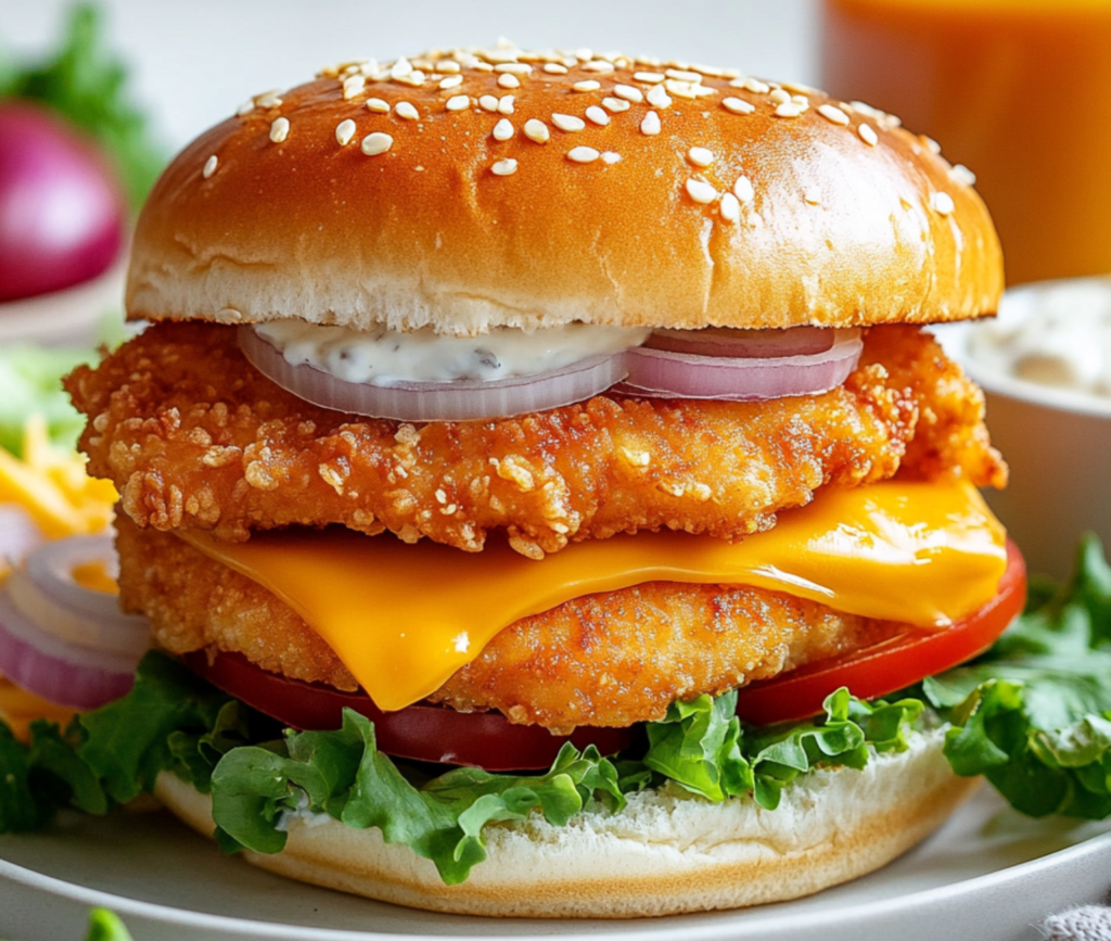 Crispy Chicken Burger with Fresh Toppings