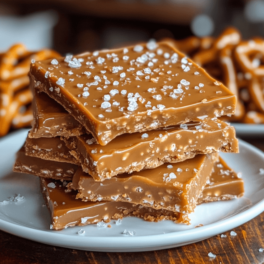 Salted Caramel Pretzel Fudge Squares