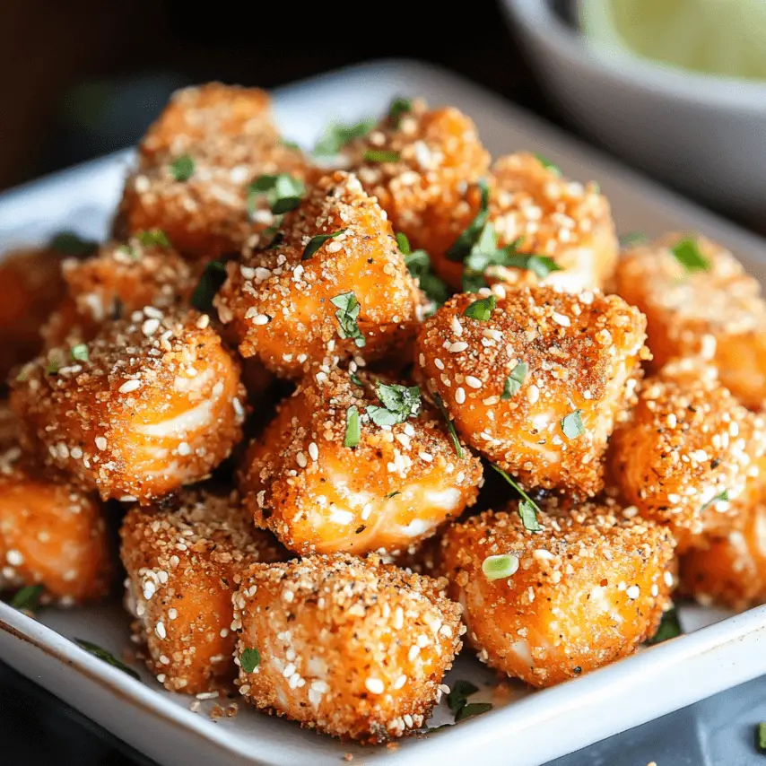 Bang Bang Salmon Bites Served with Creamy Sauce