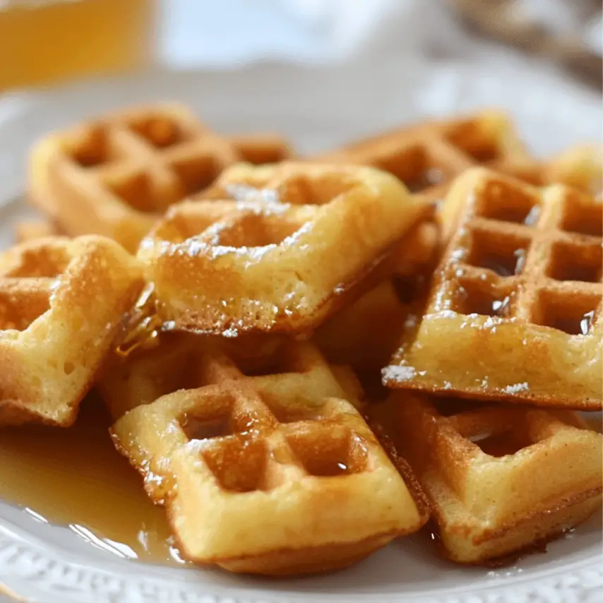 Cornbread Waffle Bites with Honey Butter Drizzle