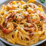 Creamy Crawfish Fettuccine Pasta Dish