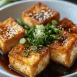 Crispy Air Fryer Agedashi Tofu Served with Tsuyu Sauce