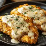 Crispy Parmesan Chicken with Garlic Cream Sauce