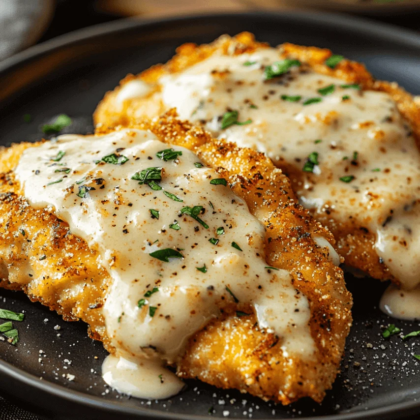 Crispy Parmesan Chicken with Garlic Cream Sauce