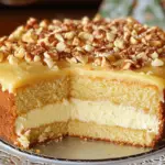 Elvis Presley Cake Topped with Cream Cheese Frosting and Pecans